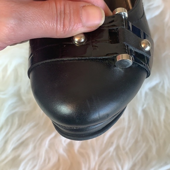 WHITE Buffalo Black Faux Leather Women’s Peep Toe Shoes - Picture 14 of 15